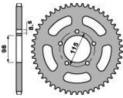 Задня зірочка pbr 893 50 c45 ktm sx 65 98-03 (ланцюг 420) (jtr894.50)