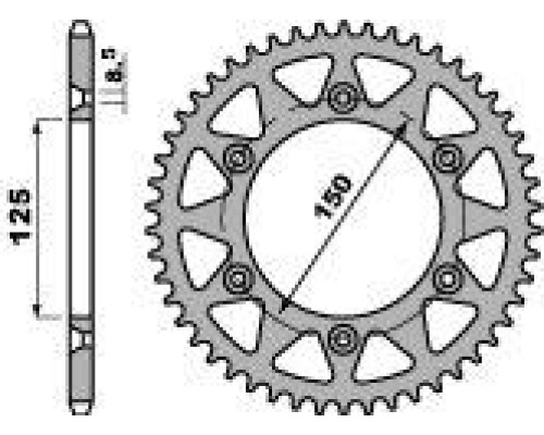 Задня зірочка pbr 899 43 c45 ktm lc4/sx/exc (ланцюг 520) (jtr897.43)