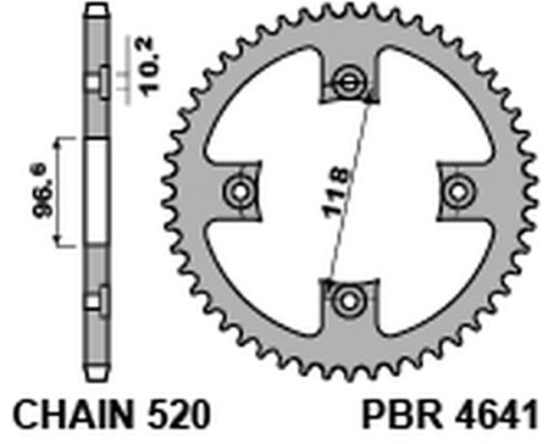 Pbr задня зірочка can am ds 450 4641 42 c45