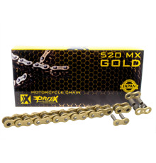 Ланцюг приводний prox 520 mx gold (без o-ring) 120 лань золотого кольору (відкрито + зажим)
