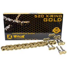 Приводний ланцюг prox 520 x-ring gold 120 ланк золотого кольору (відкрита + зажим) (37.8kn)