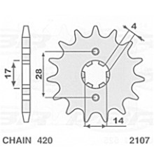 Передня зірочка 2107 11 aprilia rx 50 '09-'10 derbi senda/gpr/drd 50 '00-'11 (jtf1127.11) (ланцюг 420)
