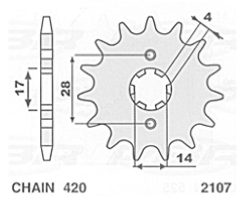 Передня зірочка 2107 11 aprilia rx 50 '09-'10 derbi senda/gpr/drd 50 '00-'11 (jtf1127.11) (ланцюг 420)