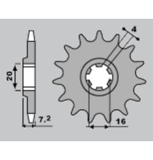 Передня зірочка 413 14 suzuki rmx 50 '97-'03, ts 50w '83-'93, tsx 50 '84-'00 (jtf413.14)