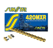 Ланцюг приводний sunstar 420mxr-130g (420nz3) motocross до 150 cc (золотий колір) (22.2kn) відкрито + посилання