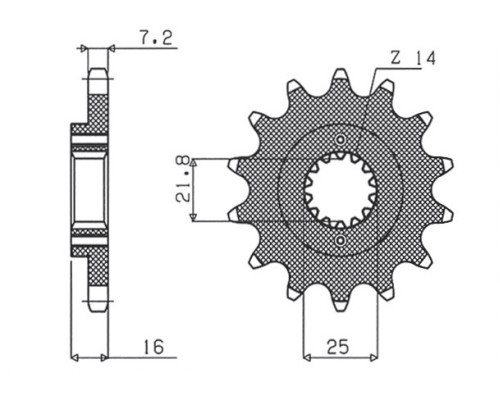 Зірочка передня sunstar 2050 14 ducati 796/916/944/996 (-1) (jtf740.14) (ланцюг 525) (205014jt)