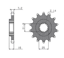 Зірочка передня sunstar 2050 14 ducati 796/916/944/996 (-1) (jtf740.14) (ланцюг 525) (205014jt)