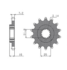 Зірочка передня sunstar 2050 15 ducati 796/916/944/996 (jtf740.15) (ланцюг 525) (205015jt)