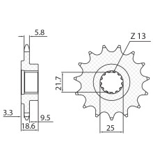 Зірочка передня sunstar 2119 15 kawasaki z 750 '04-'12, z 800 '13-'16 (jtf1538.15) (ланцюг 520) (211915jt)