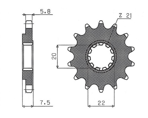 Зірочка передня sunstar 2120 14 honda cr 125r '04-'07, crf 250r/x '04-'17 (jtf1323.14) (ланцюг 520) (212014jt)
