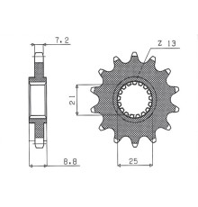 Зірочка передня sunstar 2137 16 kawasaki zx9r '02-'03, z 1000 '03-'06 (jtf1537.16) (ланцюг 525) (213716jt)