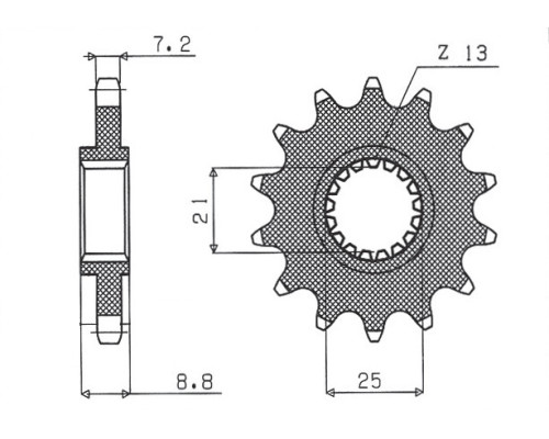 Зірочка передня sunstar 2137 16 kawasaki zx9r '02-'03, z 1000 '03-'06 (jtf1537.16) (ланцюг 525) (213716jt)