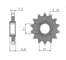 Зірочка передня sunstar 2137 16 kawasaki zx9r '02-'03, z 1000 '03-'06 (jtf1537.16) (ланцюг 525) (213716jt)