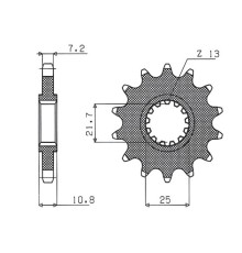Зірочка передня sunstar 2142 16 yamaha r6 '06-'16 (jtf1586.16) (ланцюг 525) (214216jt)