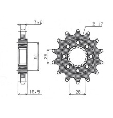 Передня зірочка sunstar 2147 16 ktm 950/990 lc8 adventure/superduke '06-'12 (jtf1904.16) (ланцюг 525) (214716jt)