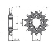 Передня зірочка sunstar 2147 16 ktm 950/990 lc8 adventure/superduke '06-'12 (jtf1904.16) (ланцюг 525) (214716jt)