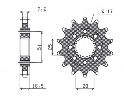 Зірочка передня sunstar 2147 17 ktm 950/990/1190 '06-'13 (jtf1904.17) (ланцюг 525) (214717jt)