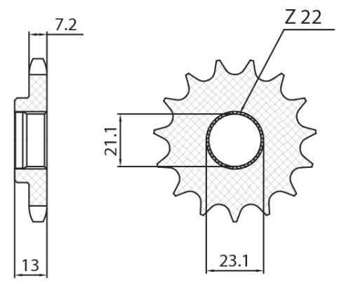 Передня зірочка sunstar 2149 15 yamaha 250 tricker '06-'08, ybr 250 '08-'11 (jtf1594.15) (ланцюг 428) (214915jt)