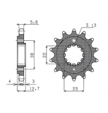 Зірочка передня sunstar 511 15 kawasaki klr 650 '90-'14 (jtf511.15) (ланцюг 520) (51115jt)