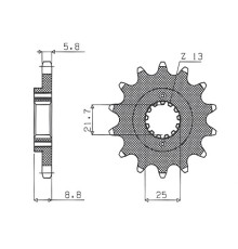 Зірочка передня sunstar 525 17 kawasaki er5 '97-'06 (jtf512.17) (ланцюг 520) (52517jt)