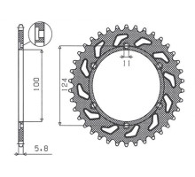 Задня зірочка sunstar 1027 45 ducati monster 696 '08-'13 (jtr735.45) (ланцюг 520) (102745jt)