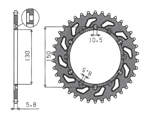 Задня зірочка sunstar 236 40 / 245 40 honda nx 650 95-01, yamaha xj 6 09-15, yamaha wr 250r '08-'10, aprilia rx six days 125 '90 (jtr245/2.40) (jtr245/3.40) (ланцюг 520) (24540jt)