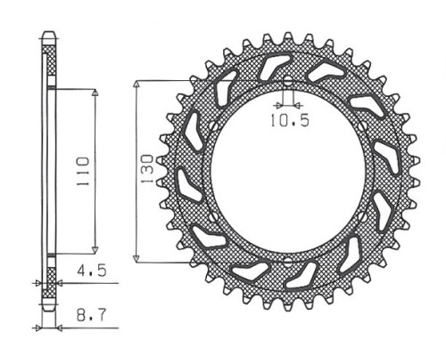 Задня зірочка sunstar 241 44 yamaha fzs 1000 fazer (jtr479.44) (ланцюг 530) (24144jt)