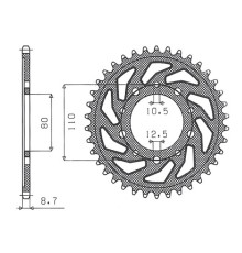Задня зірочка sunstar 334 41 honda cbr 1000f '96-'00 (sc24), vf 500f '85-'88 (jtr1334.41) (ланцюг 530) (33441jt)