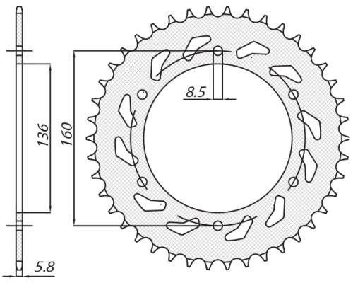 Задня зірочка sunstar 3552 42 aprilia pegaso 600 '90-'93, pegaso 650 '92-'04, bmw f650 '92-'04 (jtr5.42)* (cha?c.520) (355242jt)