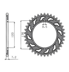 Задня зірочка sunstar 4324 57 yamaha tdr 125 '93-'99 (jtr1847.57) (ланцюг 428) (432457jt)