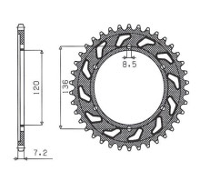 Задня зірочка sunstar 4324 57 yamaha tdr 125 '93-'99 (jtr1847.57) (ланцюг 428) (432457jt)