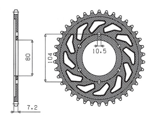 Зарідня зірочка sunstar 4359 42 kawasaki z 1000 '03-'06, abs '10-'13 (jtr1489.42) (ланцюг 525) (435942jt)