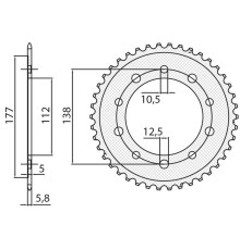 Задня зірочка sunstar 4384 38 honda ctx 700 dct '14-'16, nc 700/750 '12-'19, honda cbf 500 '13-'21 (jtr1316.38) (ланцюг 520) (438438jt)
