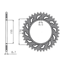 Зарідня зірочка sunstar 4392 44 triumph 900/955/1000, triumph daytona t595 955 '97-'99 (jtr2011.44) (ланцюг 530) (439244jt)
