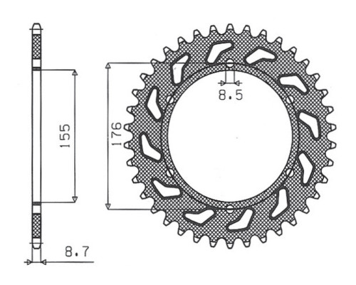 Зарідня зірочка sunstar 4392 44 triumph 900/955/1000, triumph daytona t595 955 '97-'99 (jtr2011.44) (ланцюг 530) (439244jt)