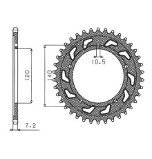 Задня зірочка sunstar 4398 44 suzuki/triumph (jtr1792.44)* (ланцюг.525) (439844jt)