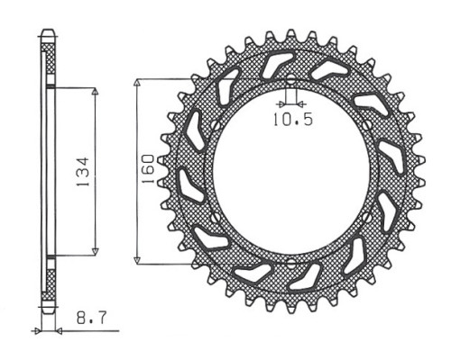 Задня зірочка sunstar 4399 42 honda cbr 1000rr '06-'16, cbr 900rr '00-'03 (jtr1306.42) (ланцюг 530) (439942jt)