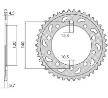 Задня зірочка sunstar 4409 42 suzuki gsxr 1000 '01-'06 (jtr1800.42) (ланцюг 530) (440942jt)