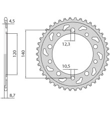 Зарідня зірочка sunstar 4409 43 suzuki gsf 1250 '06-'16, gsxr 1000/1300 (jtr1800.43) (ланцюг 530) (440943jt)