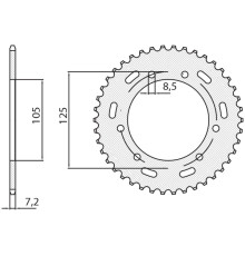 Задня зірочка sunstar 4413 50 yamaha xt 125x/sm '05-'09 (jtr1134.50) (ланцюг 428) (441350jt)