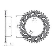Задня зірочка sunstar 4434 43 honda vfr750, vfr800 v-tec '02-'14, vfr800x crossrunner '11-'15 (jtr1340.43) (ланцюг 530) (443443jt)