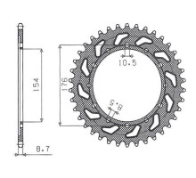 Задня зірочка sunstar 4434 43 honda vfr750, vfr800 v-tec '02-'14, vfr800x crossrunner '11-'15 (jtr1340.43) (ланцюг 530) (443443jt)