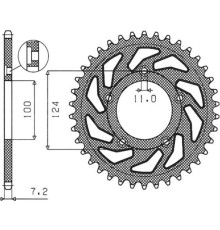 Задня зірочка sunstar 4443 36 ducati 749 '03-'06 (jtr744.36) (ланцюг 525) (444336jt)