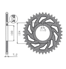 Задня зірочка sunstar 4443 38 ducati 749 '03-'06 (jtr744.38) (ланцюг 525) (444338jt)