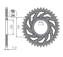 Задня зірочка sunstar 4443 38 ducati 749 '03-'06 (jtr744.38) (ланцюг 525) (444338jt)