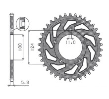 Задня зірочка sunstar 4444 38 ducati monster / abs 821 '15- 20, panigale 899 898 '14-15, scrambler abs 800 '15-16 (jtr746.38) (ланцюг.520)