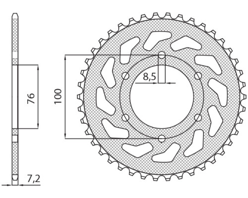 Задня зірочка sunstar 4513 48 yamaha yzf 125r '08-'15 (jtr1844.48) (ланцюг 428) (451348jt)