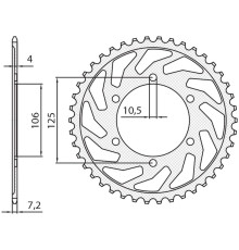 Задня зірочка sunstar 4529 49 triumph 675 '06-'16 (jtr2014.49) (ланцюг 525) (452949jt)
