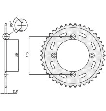 Задня зірочка sunstar 4552 46 ktm sx 65 '12-'15 (jtr894.46) (ланцюг 420) (455246jt)