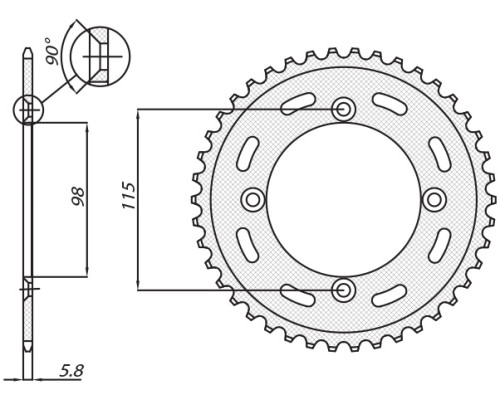 Задня зірочка sunstar 4552 46 ktm sx 65 '12-'15 (jtr894.46) (ланцюг 420) (455246jt)